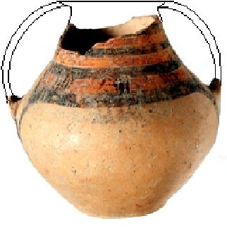 Bichrome matt-painted amphora with alternating red and black bands. Found during the Scavi Kleibrink 1991-2004 in the sanctuary on the Timpone della Motta. Ca. 700 BC. National Archaeological Museum of the Sibaritide, Sibari. Bichrome matt-painted amphora with alternating red and black bands. Found during the Scavi Kleibrink 1991-2004 in the sanctuary on the Timpone della Motta. Ca. 700 BC. National Archaeological Museum of the Sibaritide, Sibari.