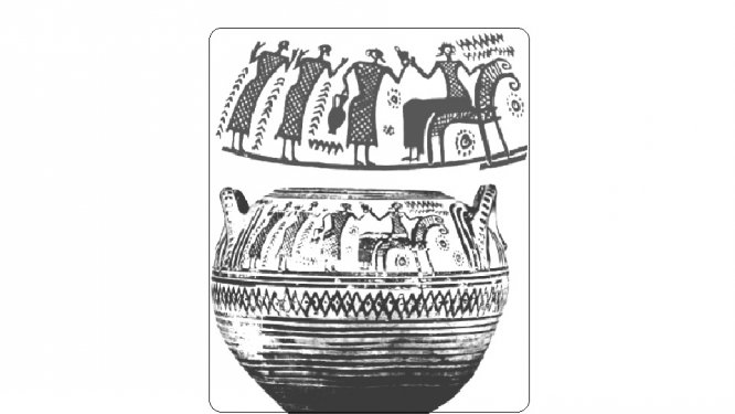 Large pyxis (container for cosmetics) by the Francavilla Painter, with scenes of worship; final quarter of the 8th c. BC. Height 22cm. Cahn Sale Catalogue 1998, present location unknown Large pyxis (container for cosmetics) by the Francavilla Painter, with scenes of worship; final quarter of the 8th c. BC. Height 22cm. Cahn Sale Catalogue 1998, present location unknown